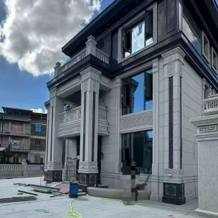 大庆 别墅干挂，芝麻白与芝麻黑完美配合