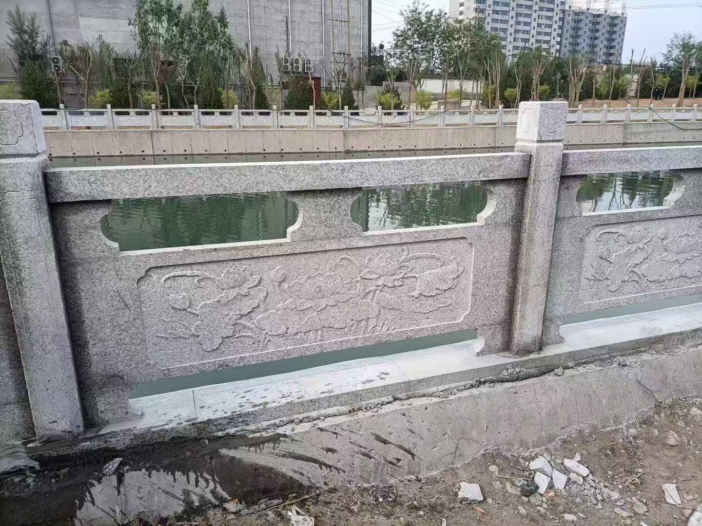 大庆 芙蓉白大花桥梁、河道，石材栏杆、围栏、护栏