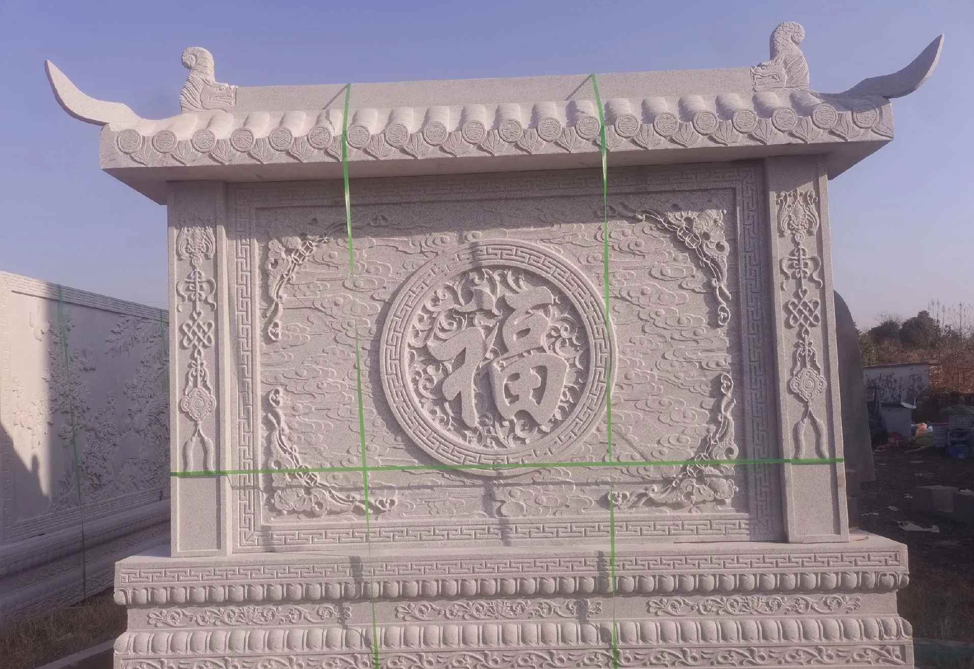 大庆 芝麻白花岗岩屏风，照壁，影壁